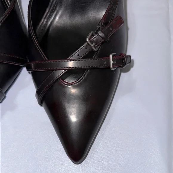Shoe Dazzle Black Stiletto Heels with X-Strap Size 10 - Picture 3 of 11